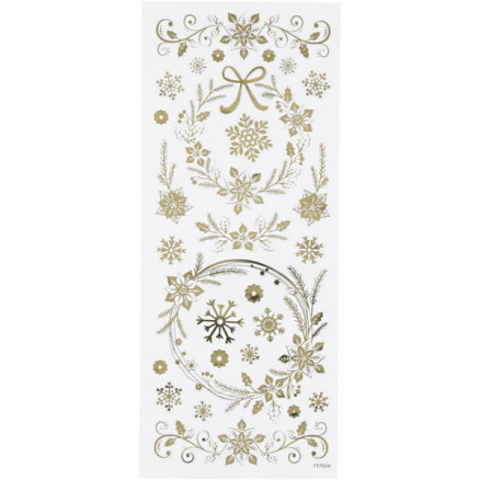 Stickers, julestjerner, ark 10x24 cm, guld, 1 ark