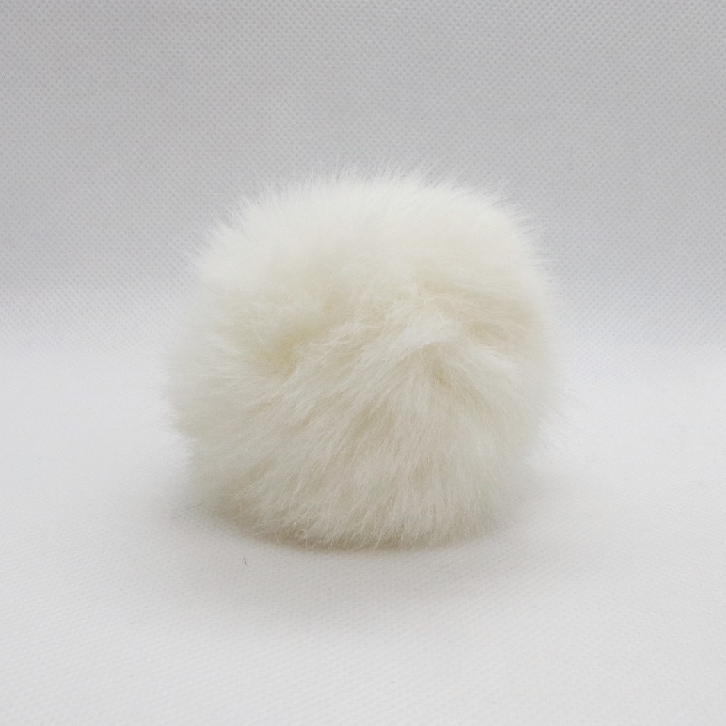 Pompon, poly-akryl, 90 mm, hvid