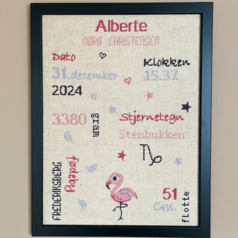Pomp Stitch - Fødselsminde Flamingo - billede