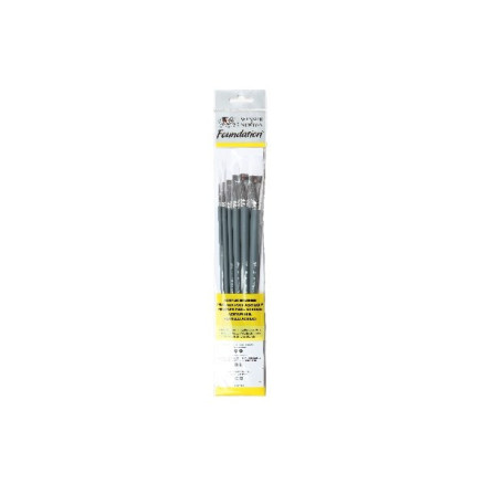 Foundation acrylic long brush pack 6pcs ass.